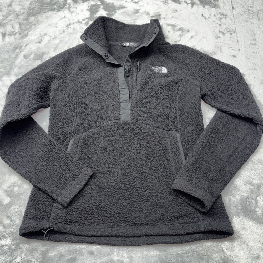 The North Face Cragmont Fleece Sweater Pullover Women's 1/4 Button Black Med
